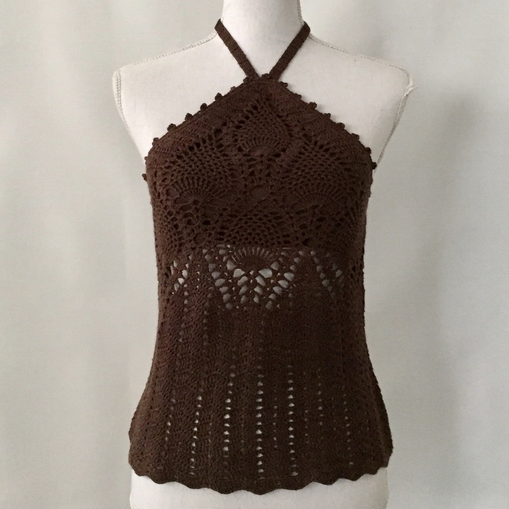 Moda International Brown halter top.  Sz XS.  EUC